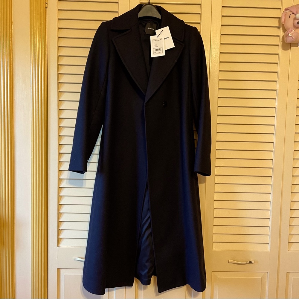 Theory Navy Blue Long Wool Coat